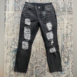 Ashley Mason black distressed boyfriend jeans